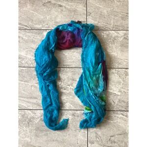 Avant Toi Modal Cashmere Scarf Blue Purple Watercolor Print Made in Italy 0839